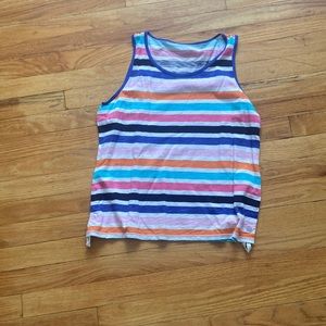 Talbots Striped Tank Top with Gathered Sides